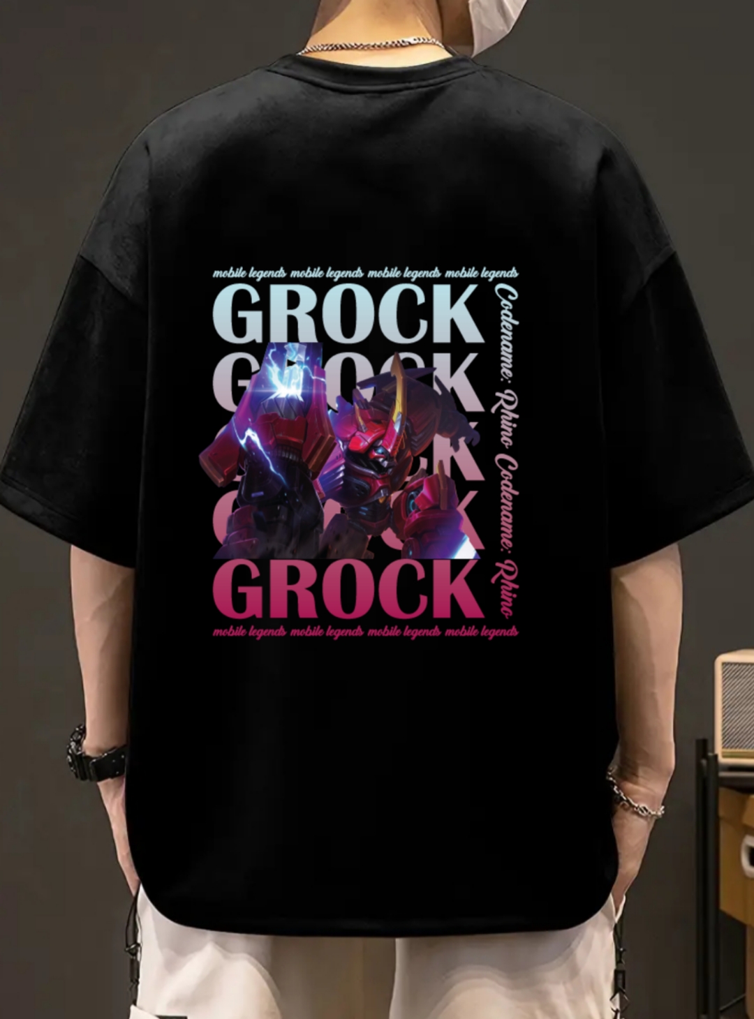 Grock Mobile Legends karakterine özel unisex tişört